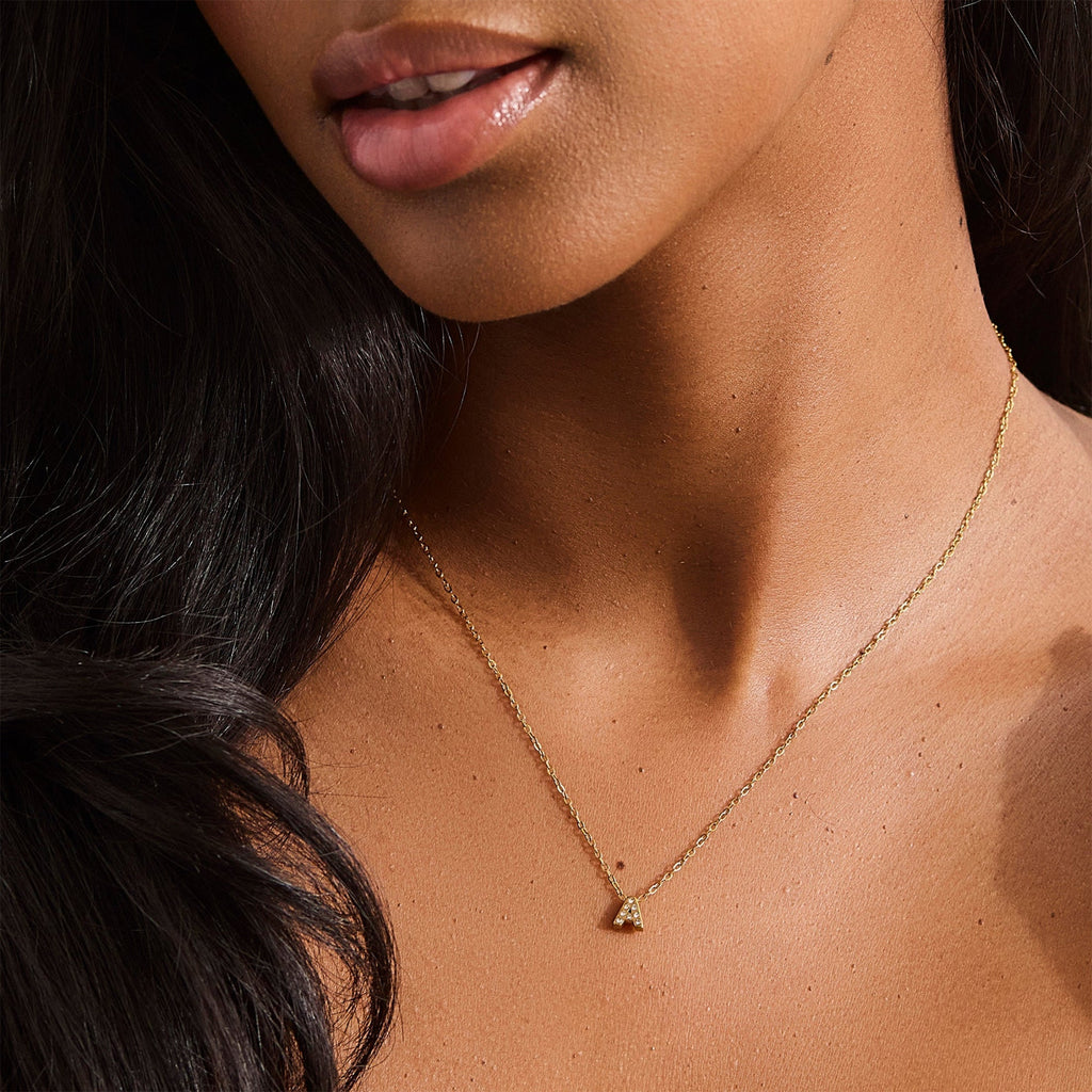 Crystal A Initial Necklace - EVRYJEWELS