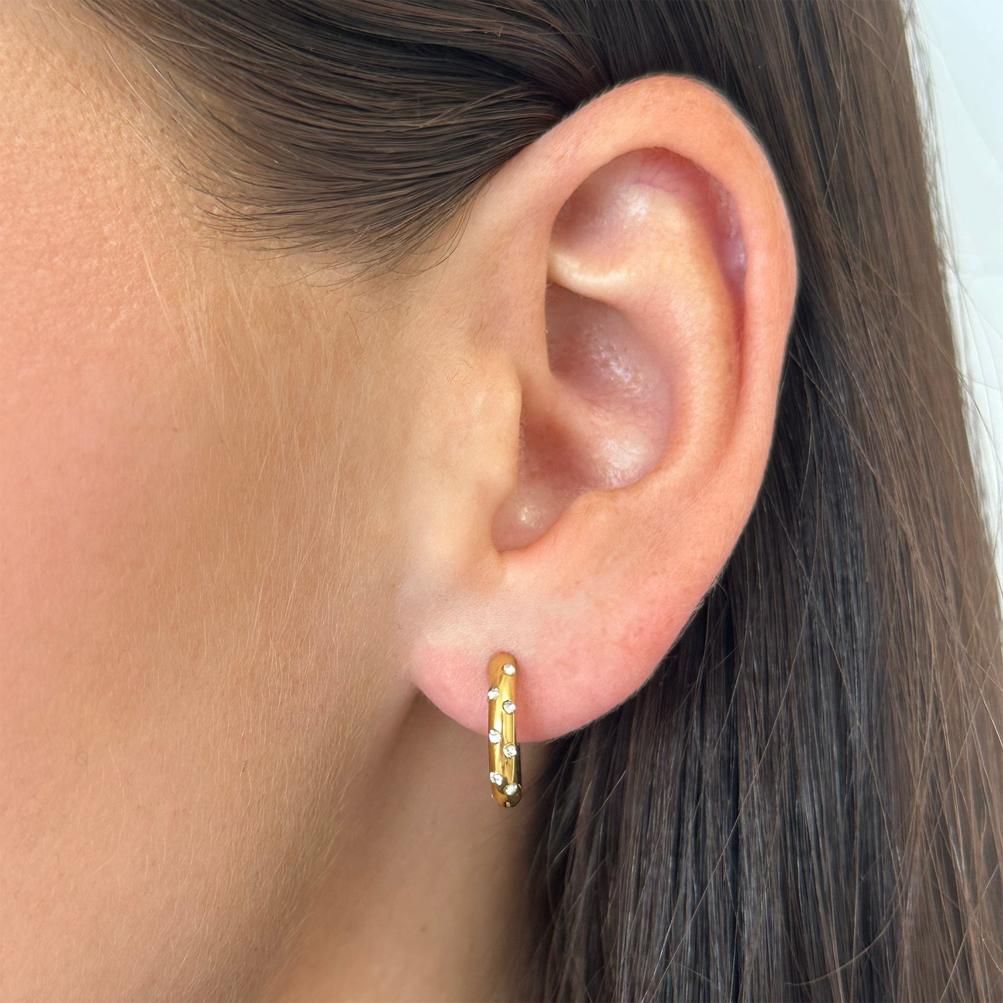 Crystal Dot Hoop Earrings
