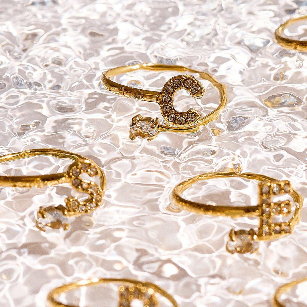 Sparkle Initial Wrap Ring
