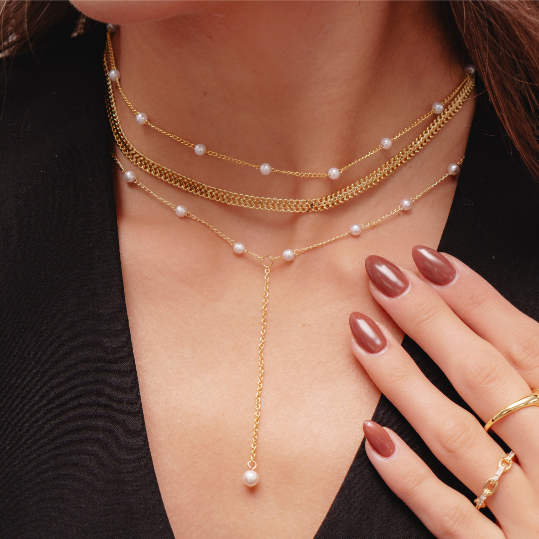 Sweet Pearl Lariat Necklace